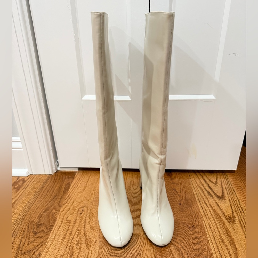 Zara Cream Over the Knee Boots